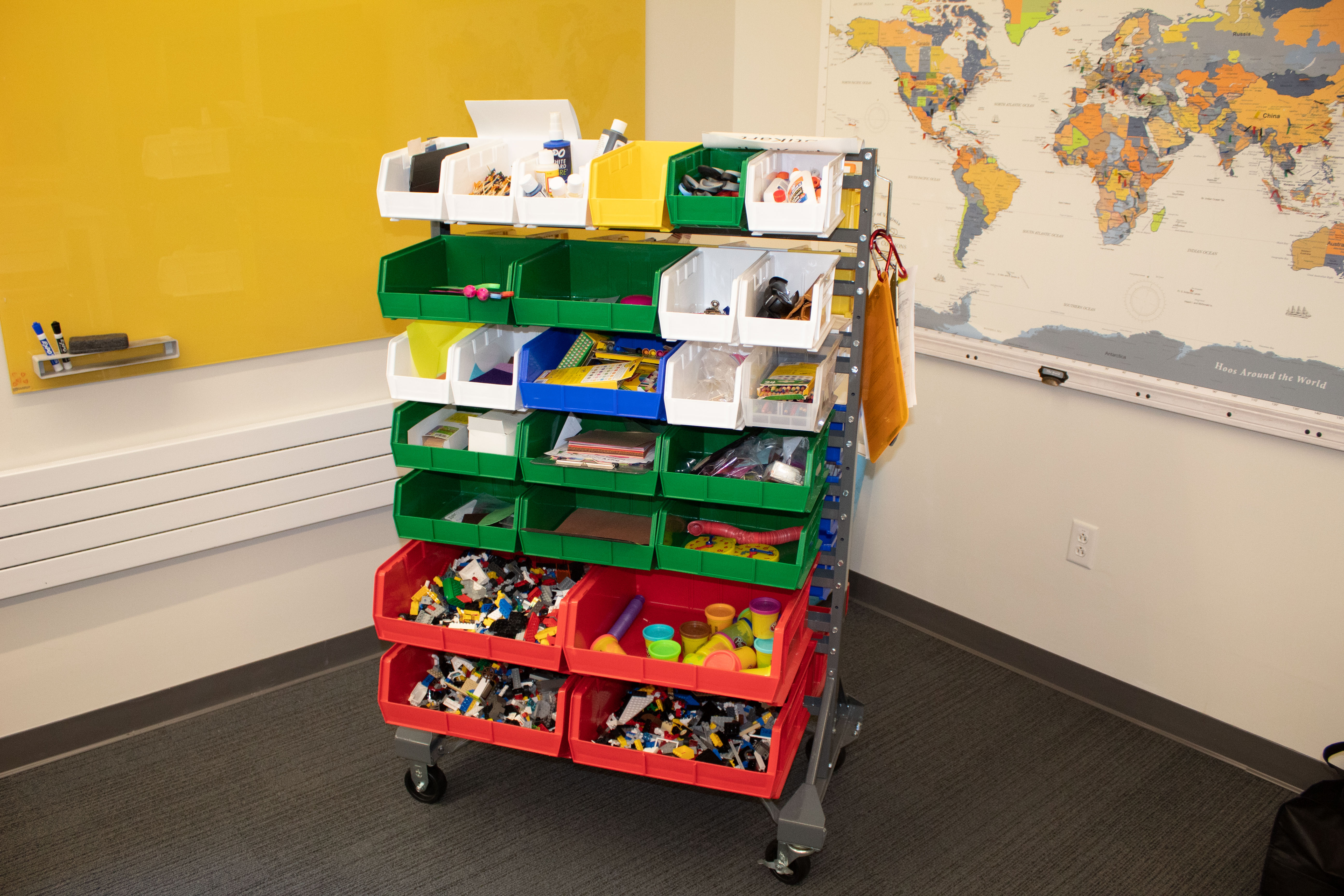 a cart of physical materials for learning